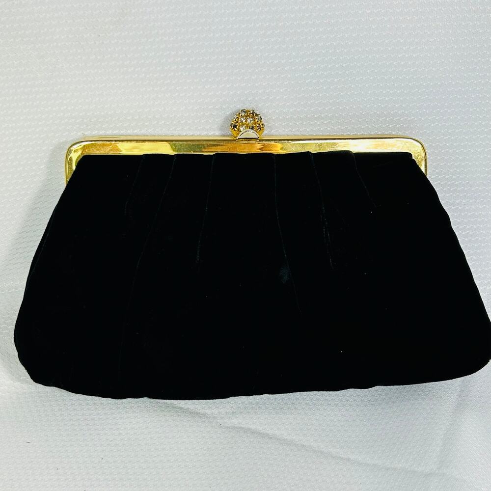 Purse Carla Marchi Clutch Crossbody Bag Black Velvet